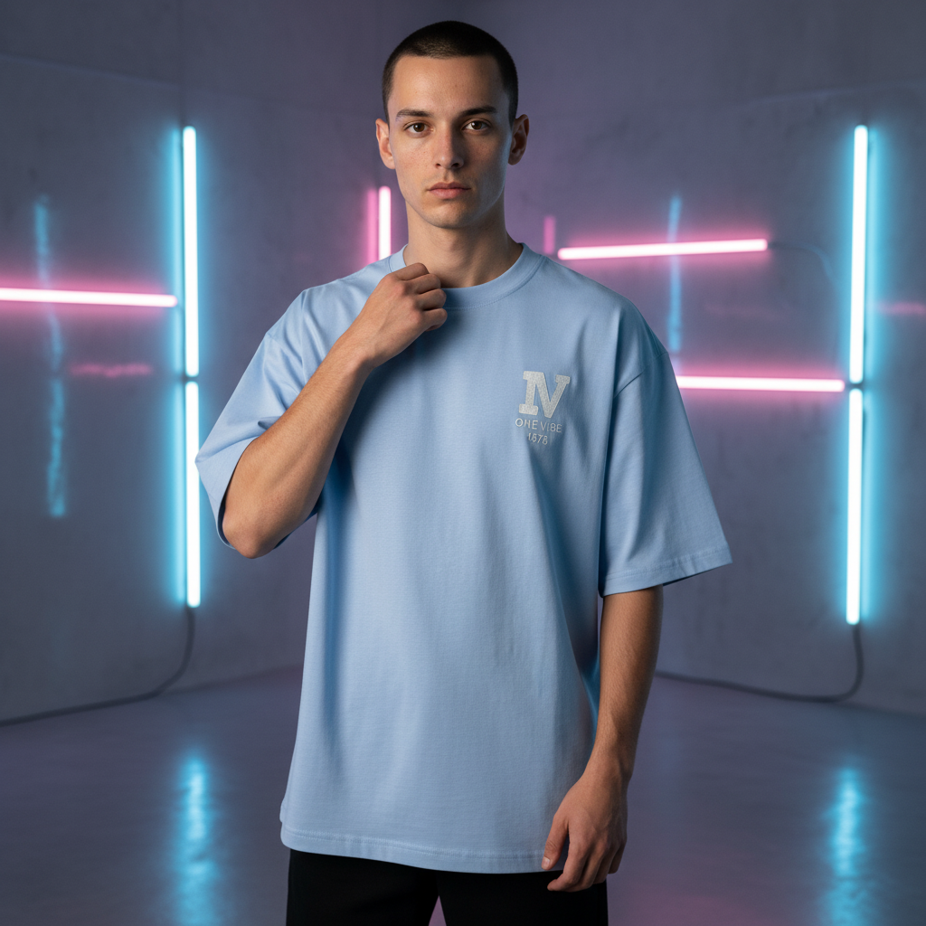 T-SHIRT oversized Baby Blauw